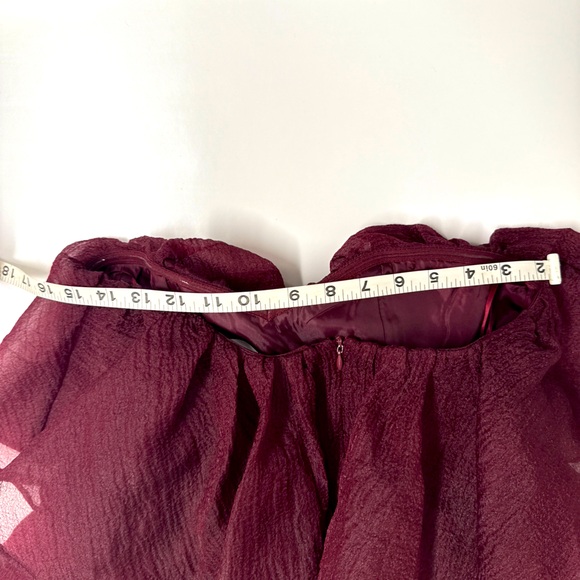 NWT Altar’d State Burgundy Strapless Tiered Ruffle Mini Dress – Size S - Picture 6 of 8